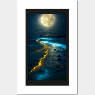 Midnight sky shore glow Posters and Art